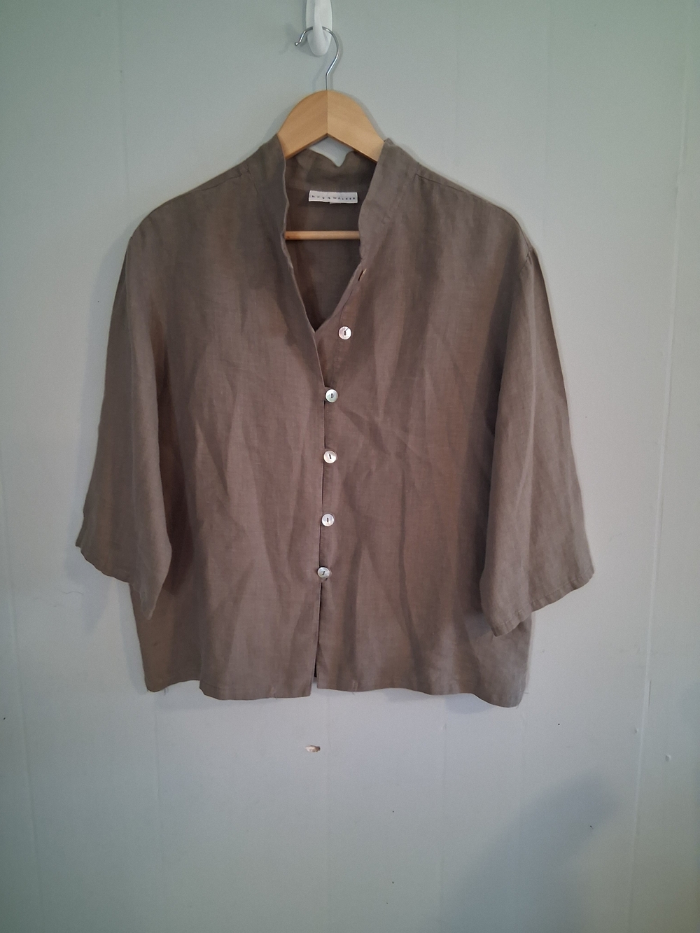 bryn Walker 100% Linen Button Front Top Size Large